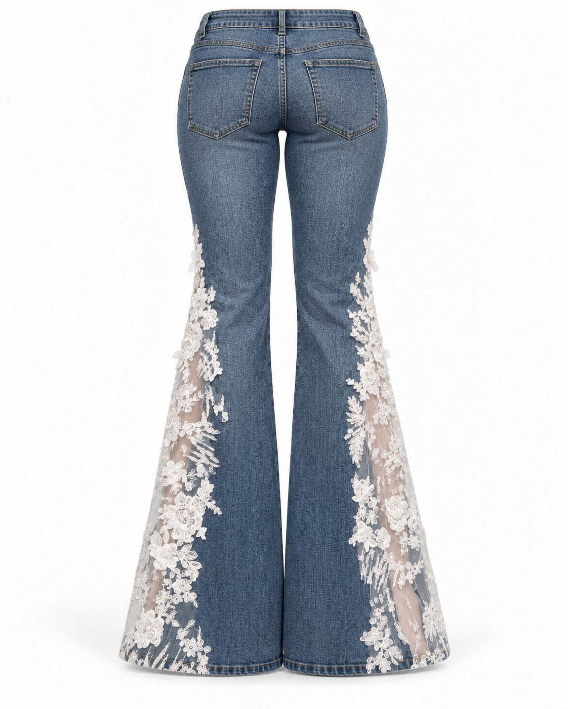 Ivory Bloom Flare Jeans flat back