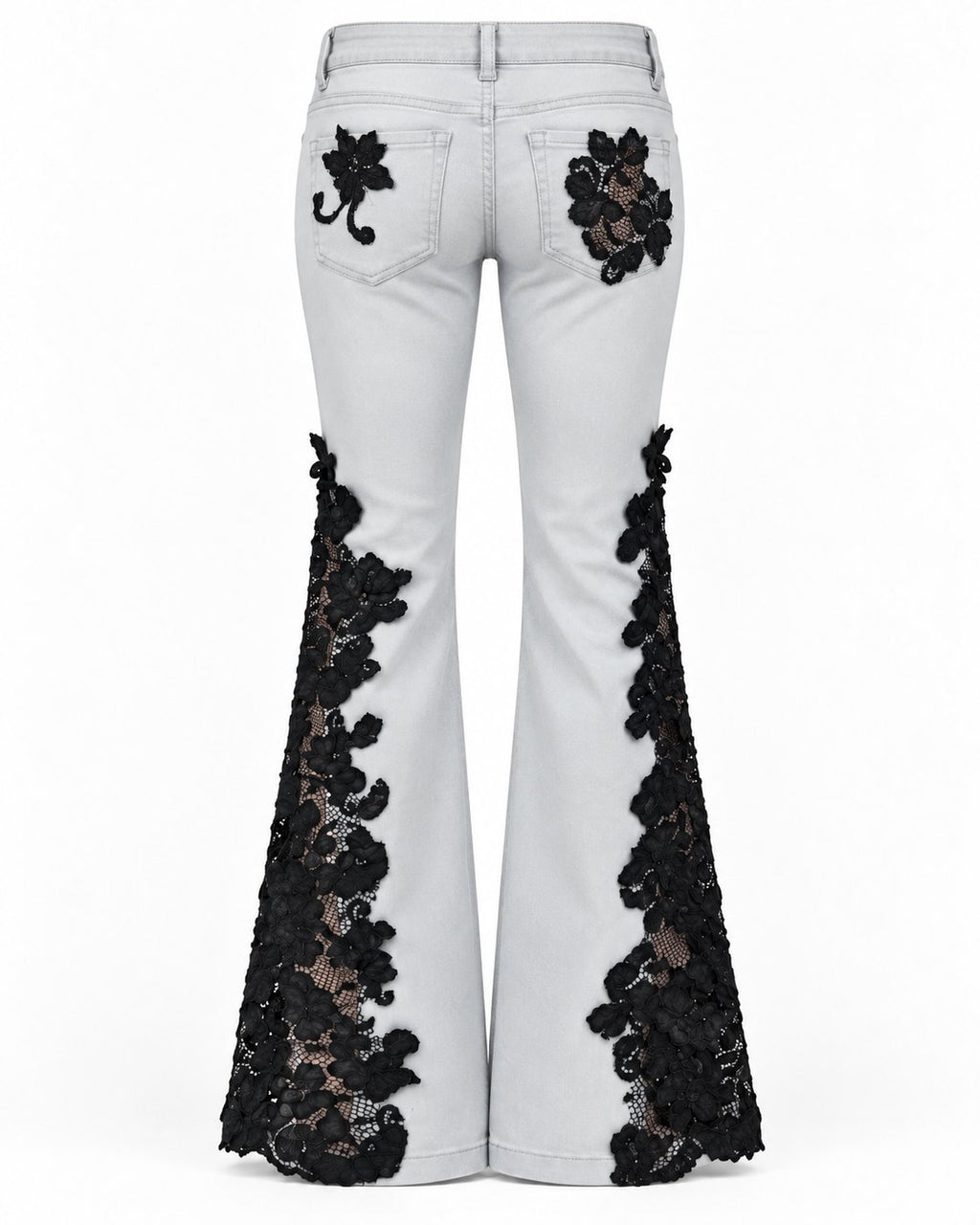 Noir Lace Flare Jeans flat back